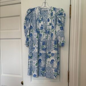 Hunter Bell Blue and White Floral Long Sleeve Dress
